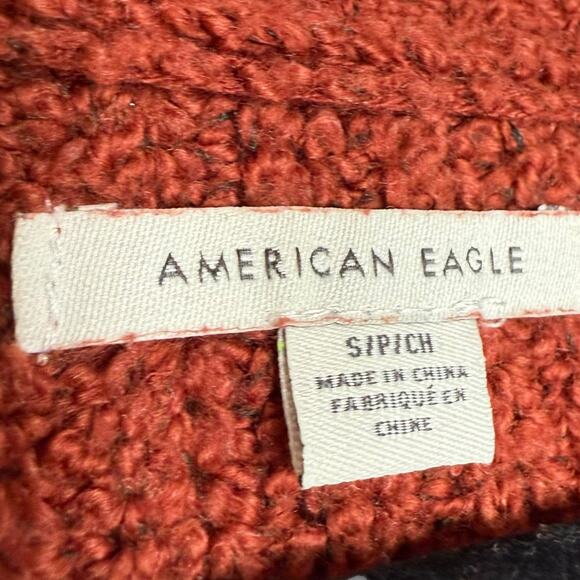 American Eagle oversized boxy button up v-neck rusty brick red sweater Size S - Picture 7 of 9
